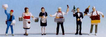 Personnel de service ( serveuses vendeurs ambulants ) coffret de 6 figurines