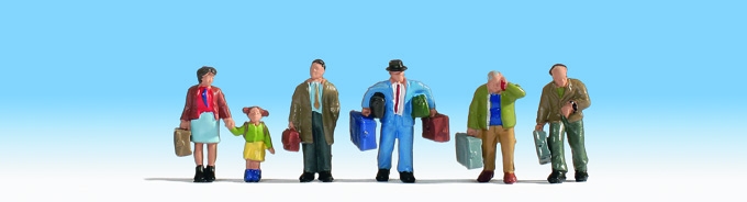 6 voyageurs avec valises ‚sacs etc