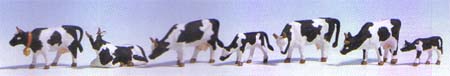Coffret de 5 vaches et 2 veaux‚ noir et blanc
