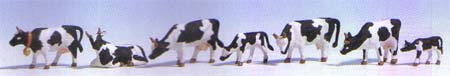 Coffret de 5 vaches et 2 veaux noir et blanc