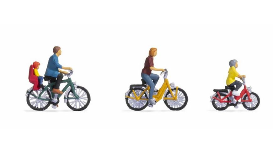 Famille en promenade avec 3 bicyclettes‚ 4 figurines