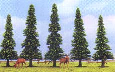 Arbres : 5 sapins avec pied tailles 35 cm et 6 cm de haut pointes lgrement plus clair que 25430