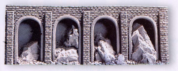 Mur de soutnement pierre de taille avec arcadesroches et boulis33 x 12cm en mousse dure