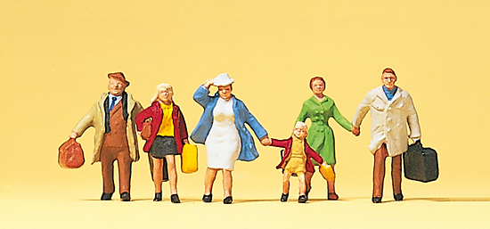 La famille Dupont en voyage coffret de 6 figurines avec bagages