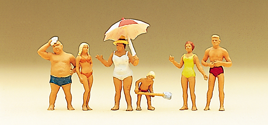 La famille Dupont à la plage‚ coffret de 6 figurines et parasol
