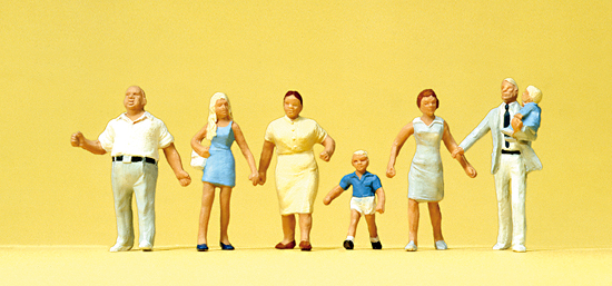 La famille Dupont en promenade  coffret de 6 figurines