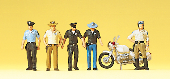 4 policiers amricains et 1 motard avec moto