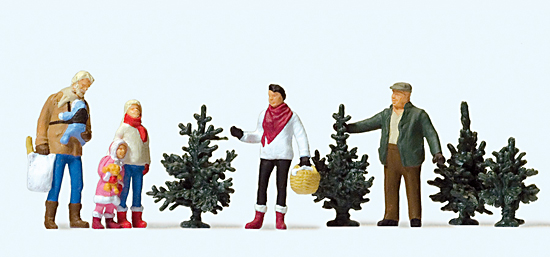 March aux sapins de Nol sapins et 5 personnages