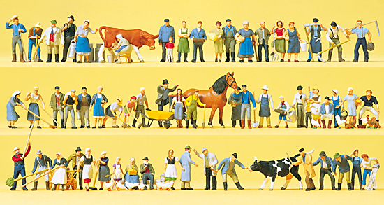 A la ferme‚ 60 figurines peintes+animaux+accessoires