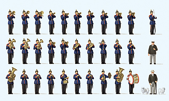 35 musiciens peints avec instruments  musique militaire wurttembergeoise vers les annes 1900