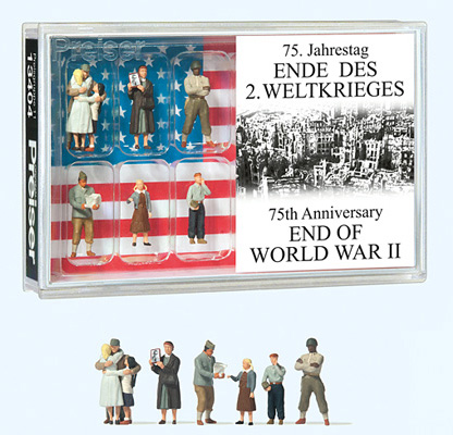 8 figurines avec soldats US allemand enlac  civils 75me aniiversaire fin de la guerre 39/45