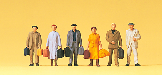 6 voyageurs avec sacs et valises