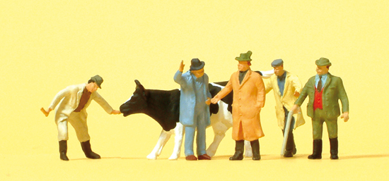 Marchand de bestiaux maquignon : 5 figurines 1 vache