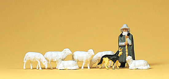 6 moutons‚ un berger et son chien