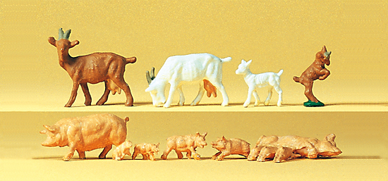 Chvres et cochons : 2 adultes de chaque avec leurs petits 10 figurines