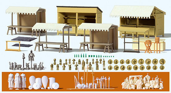 5 Stands de vente avec articles du moyen age en kit