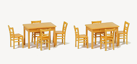 Kit de 2 tables et 8 chaises de couleur bois‚ peuvent être peints