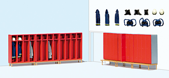 Vestiaire de caserne de pompiers6 armoires de 4 compartiments avec quipements