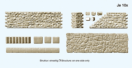 60 pièces de murs en pierres de taille et trottoirs