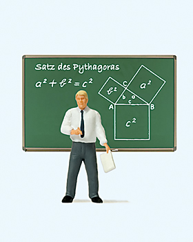 Professeur avec tableau noir avec thorme de Pythagore