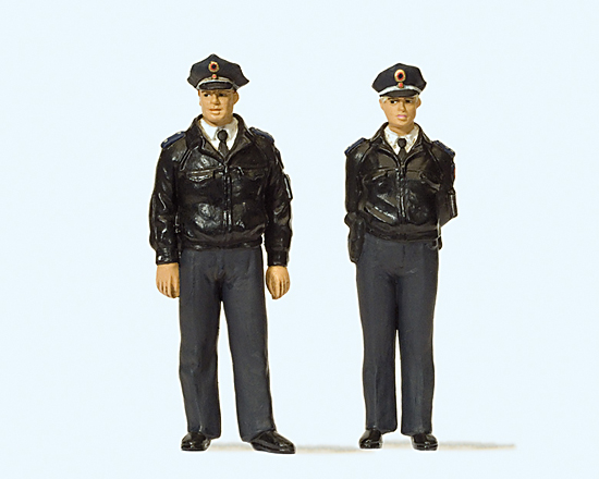 2 policiers bebouts‚ en uniforme bleu