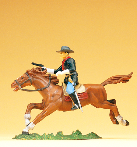 Soldat US  cheval avec pistolet poque western