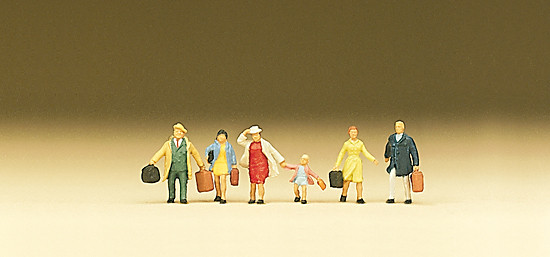 Famille en voyage (6 personnages) avec sacs‚ valises etc