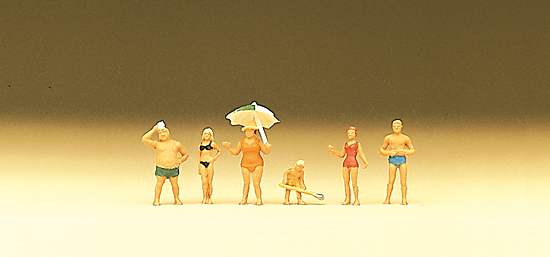 La famille Dupont  la plage (6 personnages et parasols)