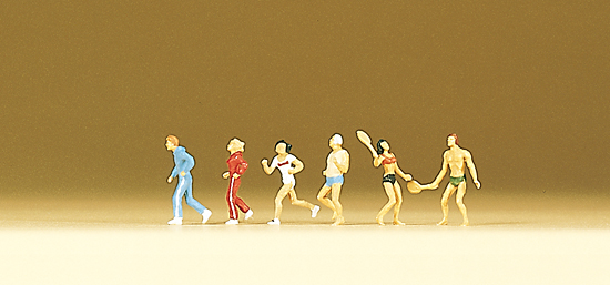 Jogging et badminton (6 personnages avec raquettes)