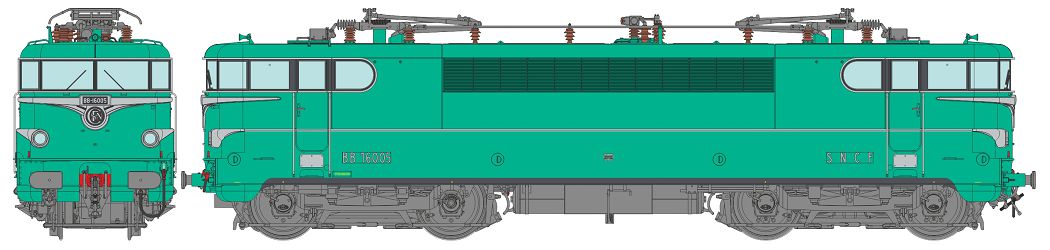 Locomotive électrique SNCF BB 16005 sortie d’usine Strasbourg ép.III‚ DC‚interface digitale