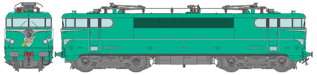 Locomotive électrique SNCF BB 16015 sortie d’usine Flèche d’Or La Chapelle ép.III‚ DC‚interface digitale