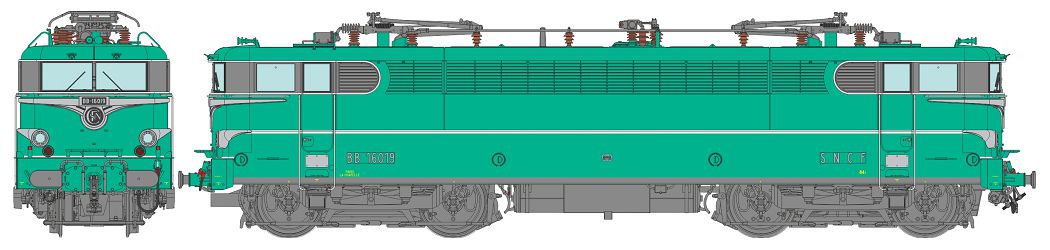 Locomotive lectrique SNCF BB16019 verte  enjoliveurs traverses renforces La Chapelle DC interface digitale