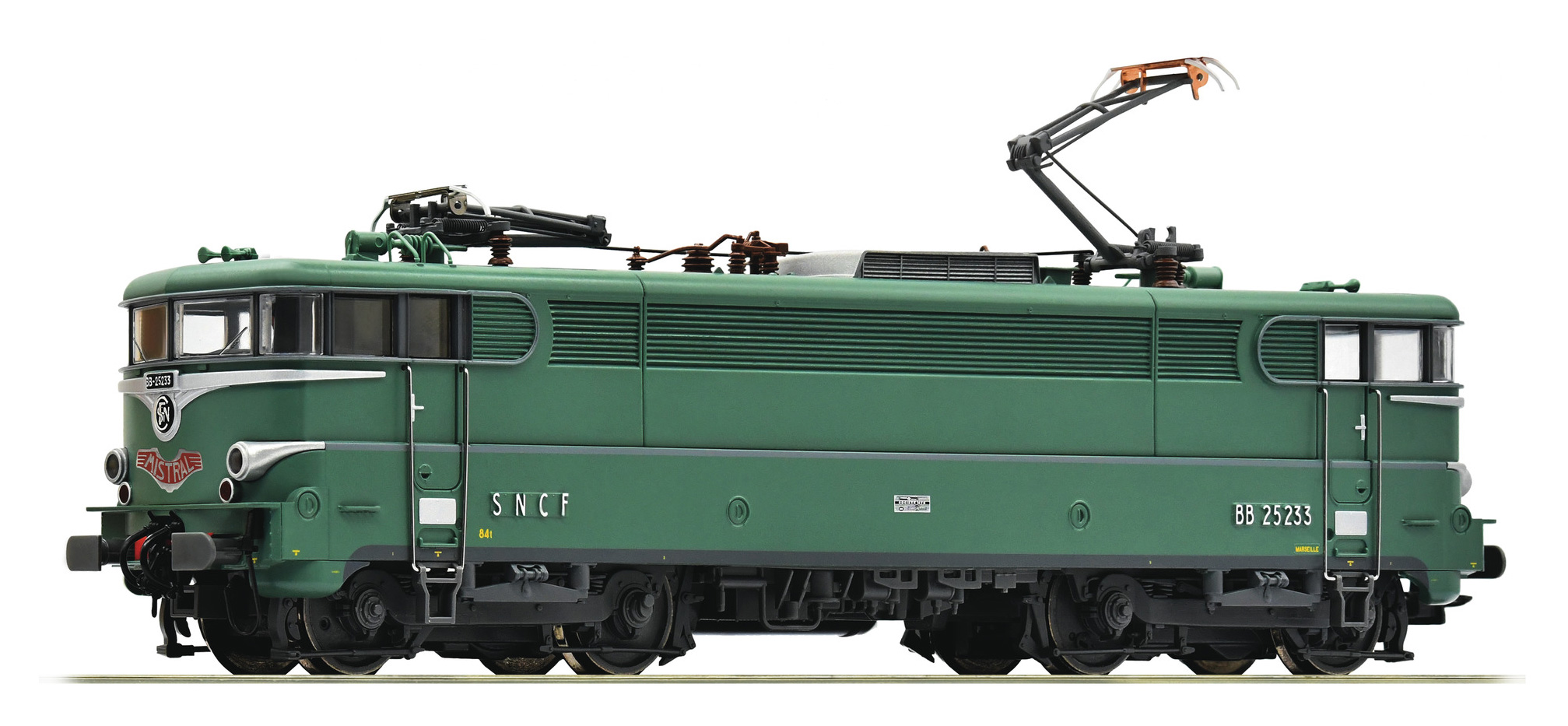 Locomotive électrique SNCF‚ BB25233 livrée verte‚ plaque Mistral‚ interface digitale Plux 16